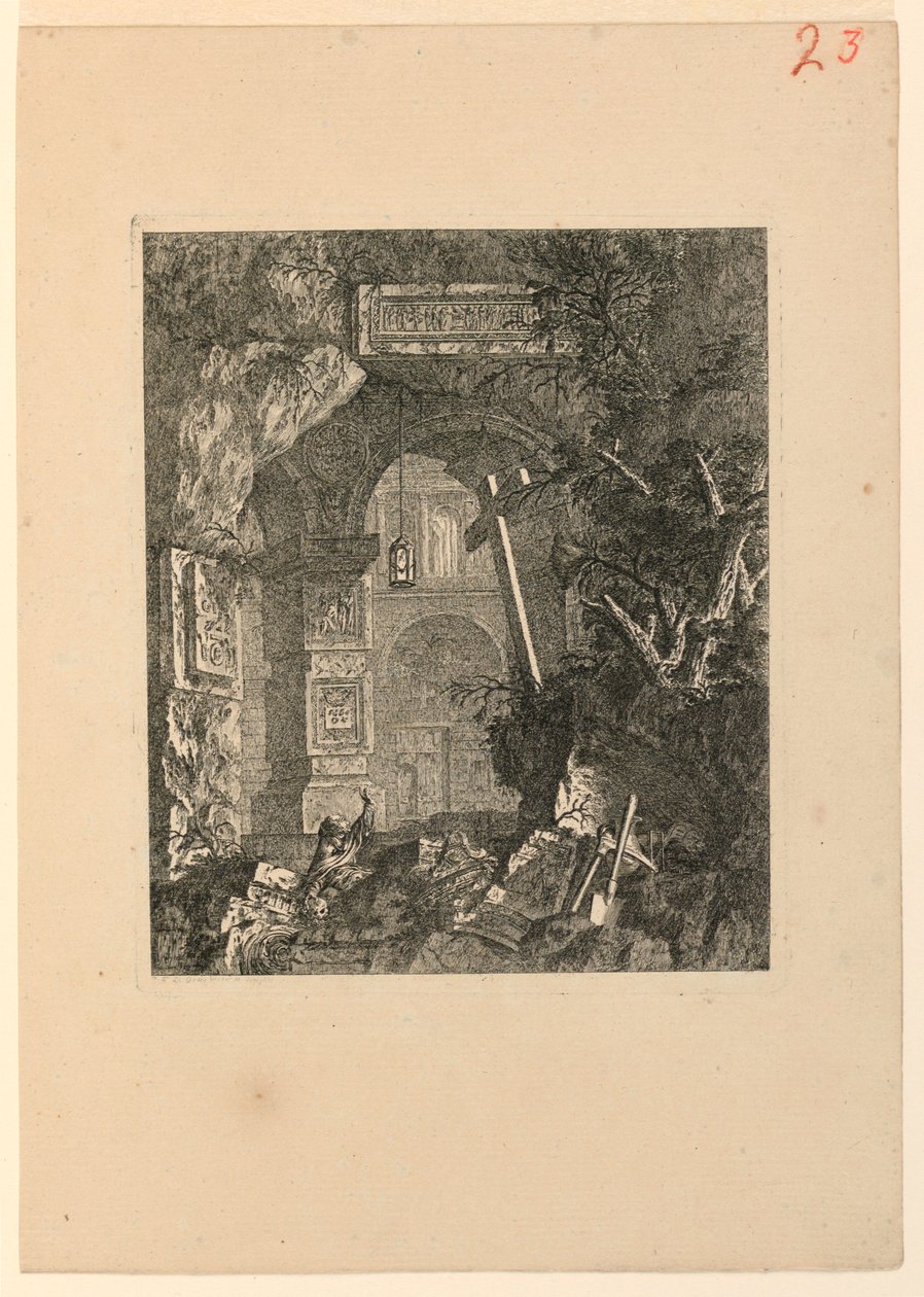 Saint-Francois (?) bir harabeler manzarasında by Jean Laurent Legeay