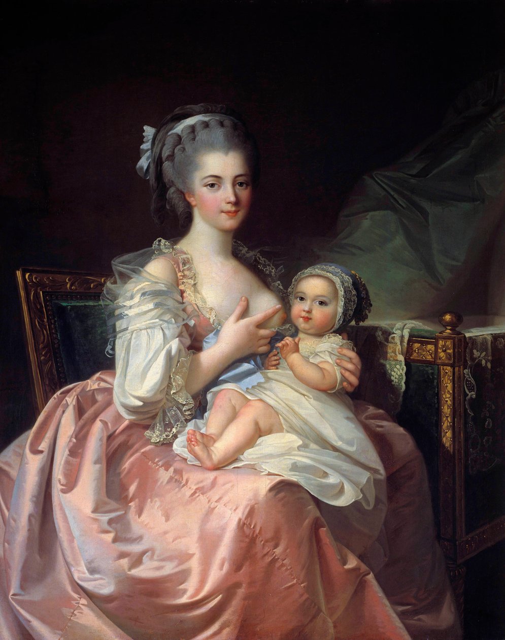 Çocuğunu emziren anne Jean Laurent Mosnier (1743-1808) tarafından 18. yüzyıl tablosu. Macon, Güzel Sanatlar Müzesi by Jean Laurent Mosnier