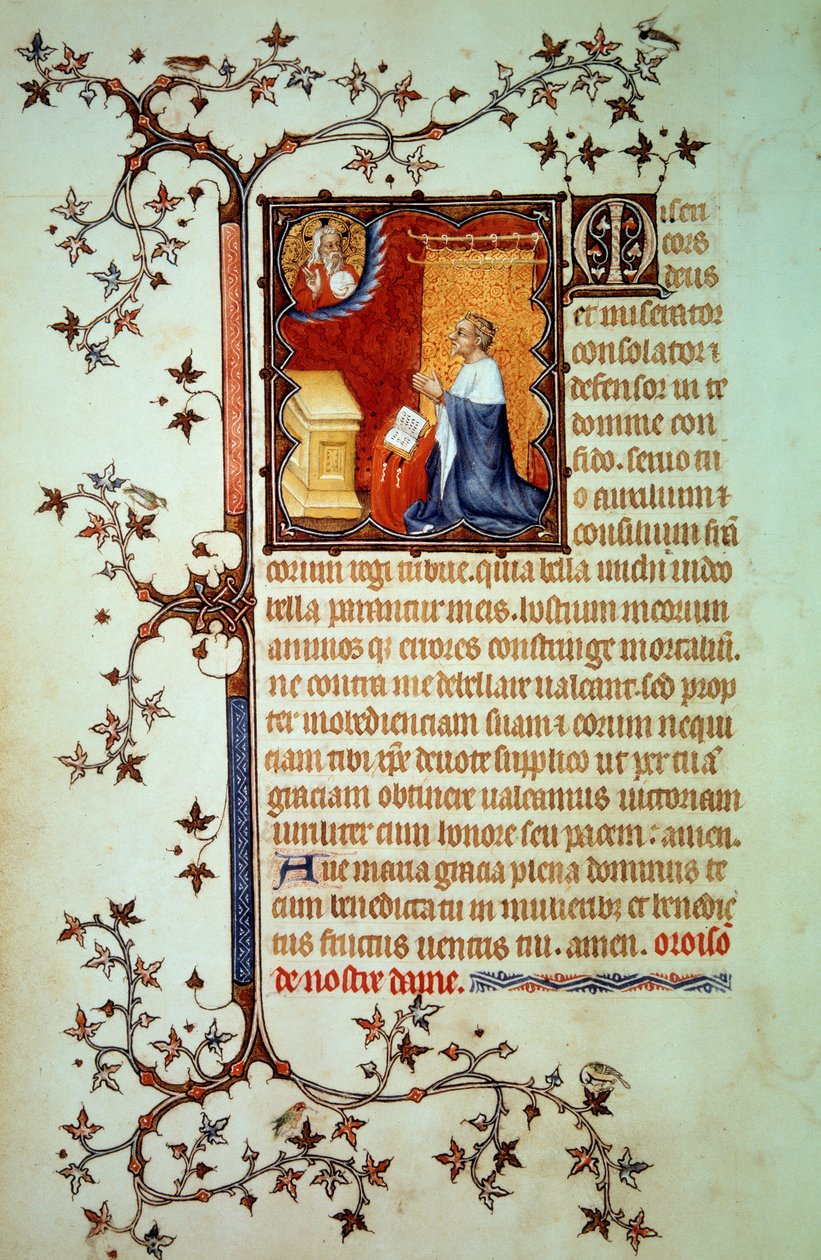 Berry Dükü I. John (1340-1416), 1375 dolaylarında John the Black tarafından aydınlatılan el yazmasından Minyatür (ms. lat. 18014) “The Little Hours of Berry”, Tanrı