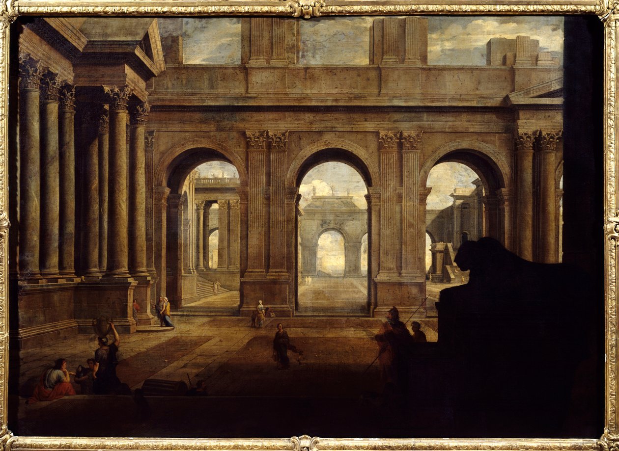 Jean Lemaire (1598-1659) 17. yüzyıl Paris, Louvre Müzesi tarafından Hayali Saray Tablosunun Görünümü. by Jean Lemaire