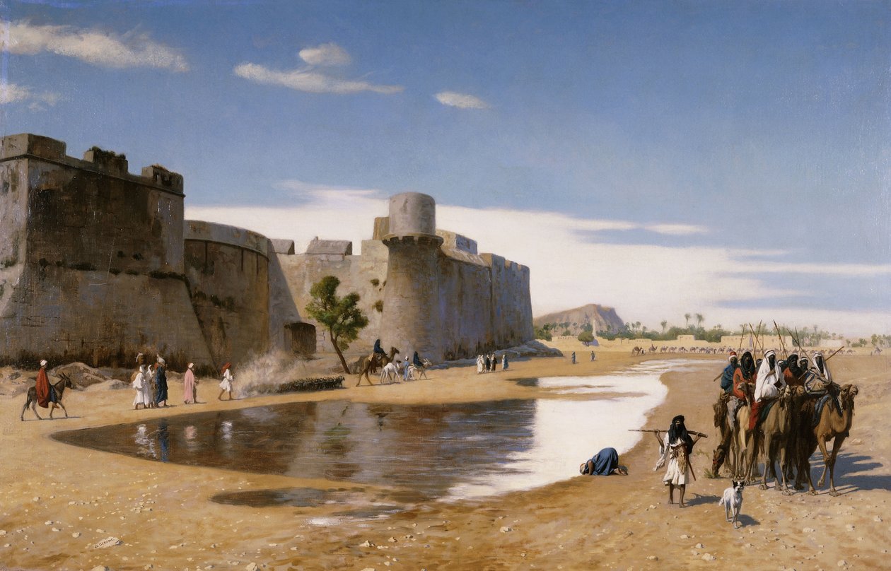 Müstahkem Kasabanın Dışında Bir Arap Kervanı, 1895 dolayları by Jean Leon Gerome