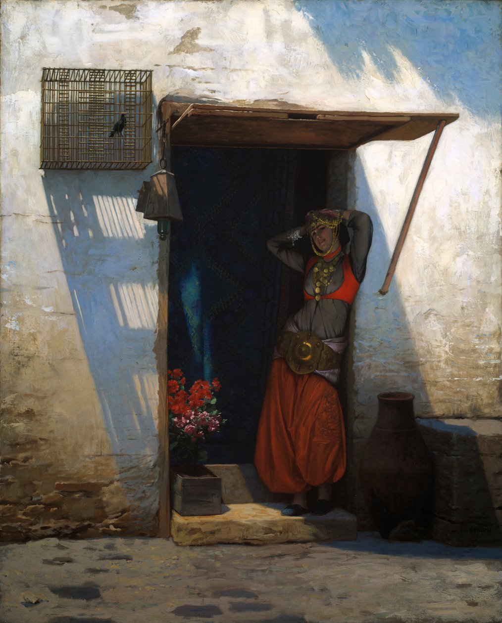 Kahire kadını kapısının önünde by Jean Leon Gerome
