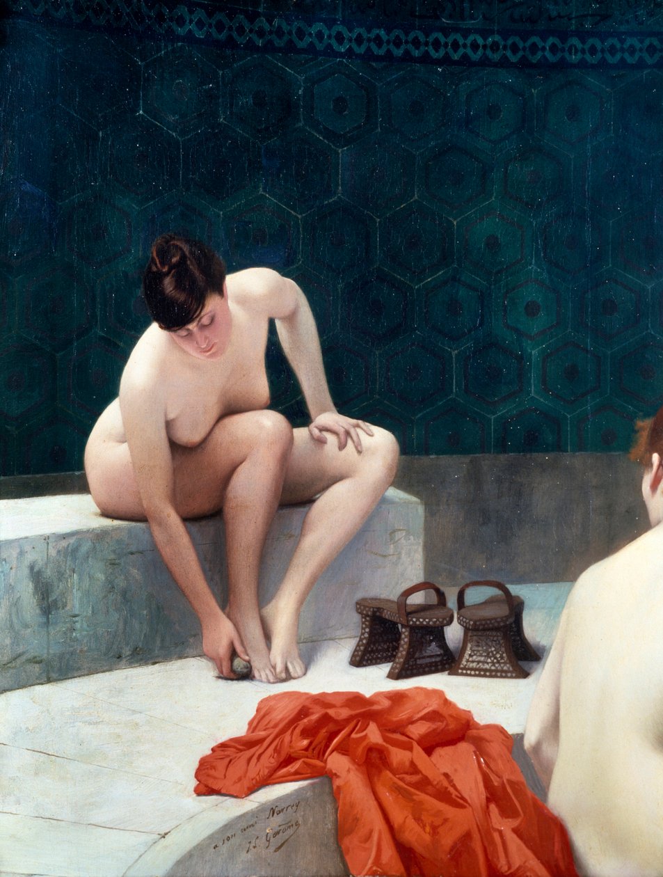 Banyoda iki kadın. Jean-Leon Gerome tarafından yapılan resim (Jean Leon Gerome by Jean Leon Gerome