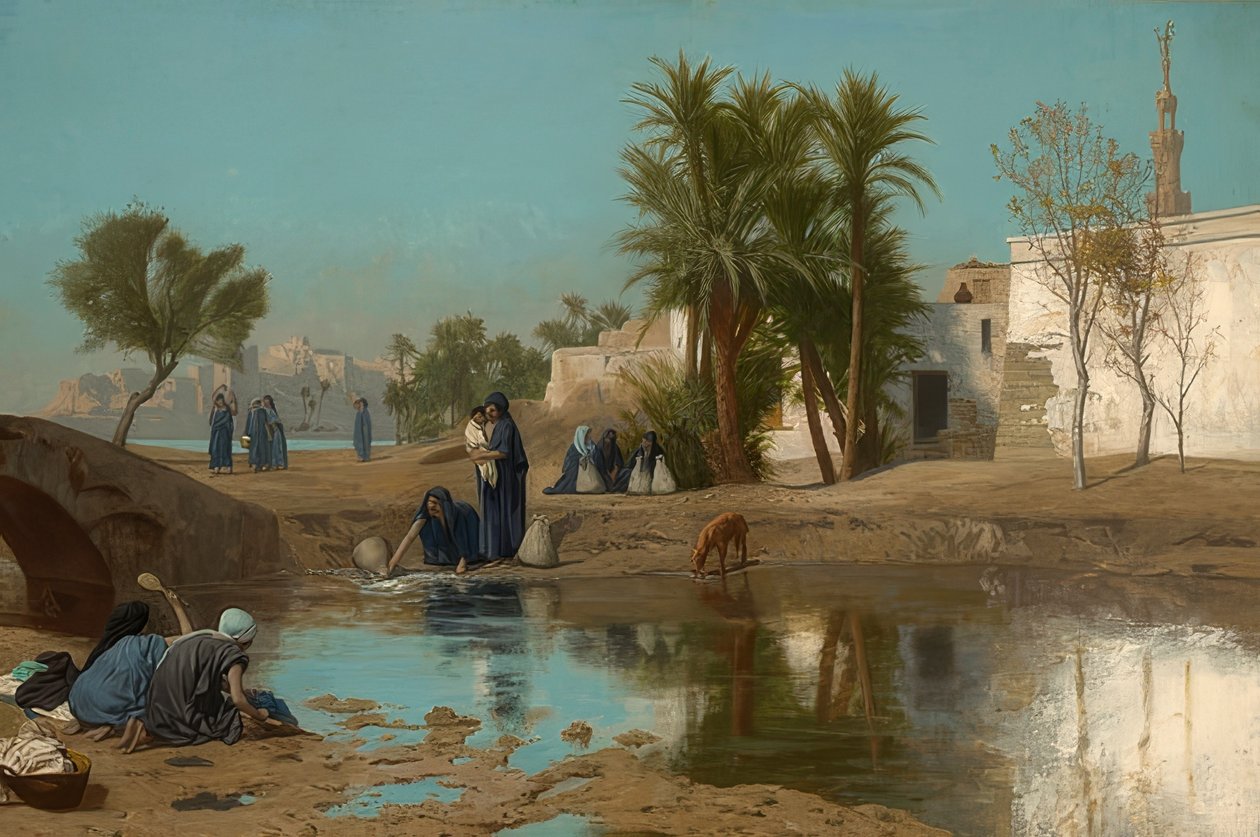Fellachinnen su çekerken. 1873-75 hakkında by Jean Leon Gerome