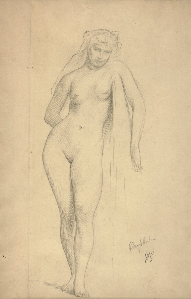 Omphale, c.1887 (kağıt üzerinde grafit) by Jean Leon Gerome