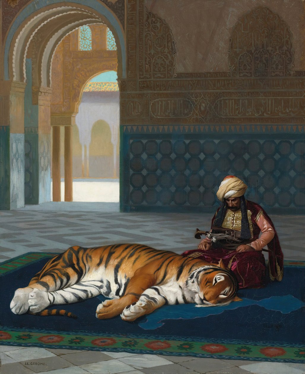 Kaplan ve Koruyucu (tuval üzerine yağlı boya) by Jean Leon Gerome