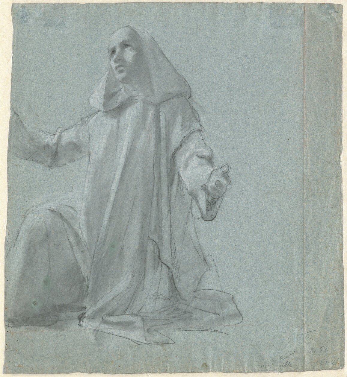 Diz çökmüş genç rahip by Jean Leonard Lugardon