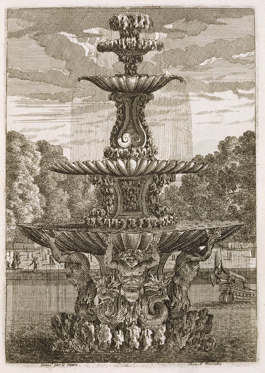 Fıskiyelerden Tabak ve İtalyan Tarzı Su Fıskiyeleri, 1661 by Jean Lepautre