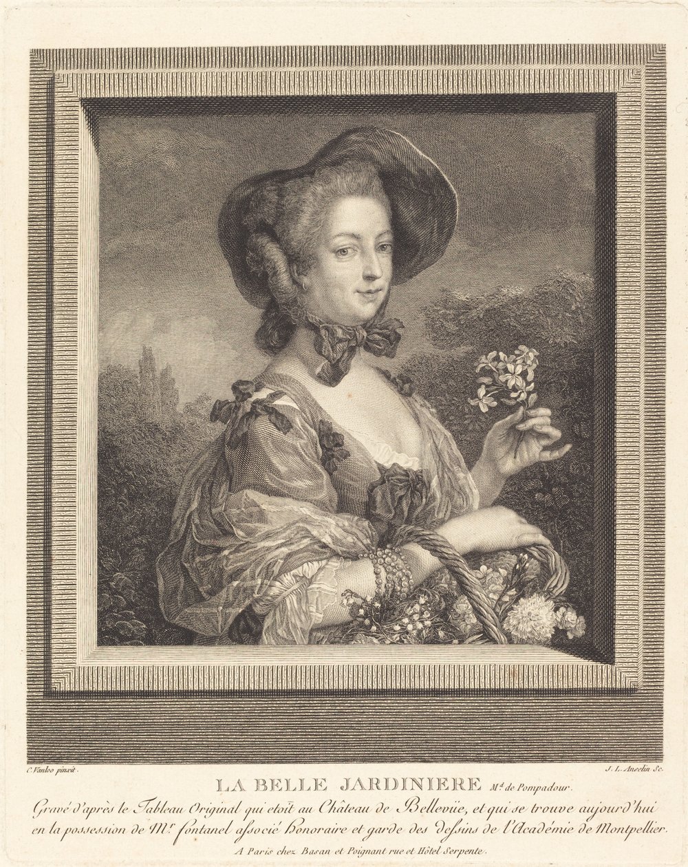 Güzel bir jardiniere olarak Marquise de Pompadour by Jean Louis Anselin after Carle Van Loo