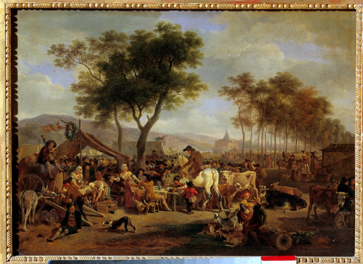 Köy girişinde panayır Köy panayırında yemek ve ticaret sahnesi. Jean-Louis Demarne (1744-1829) Sun tarafından tablo. 036x0.5 m by Jean Louis Demarne