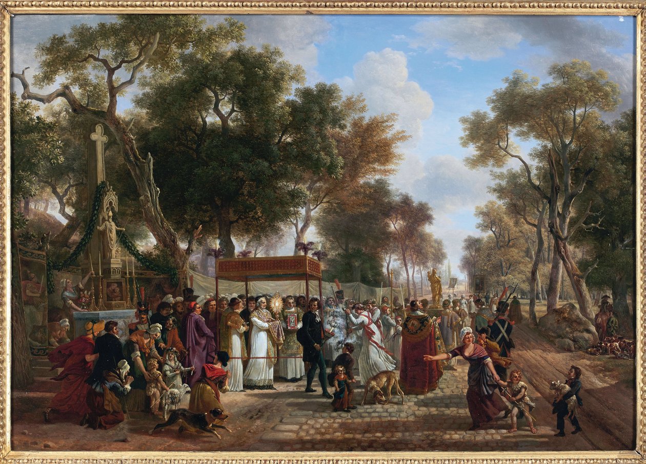 Bir köyde Corpus Christi alayı - Bir köyde Corpus Christi alayı, Jean Louis Demarne (De Marne veya Demarnette) (yaklaşık 1752-1829). Ahşap üzerine yağ. Boyut: 48x67cm. Özel koleksiyon by Jean Louis Demarne