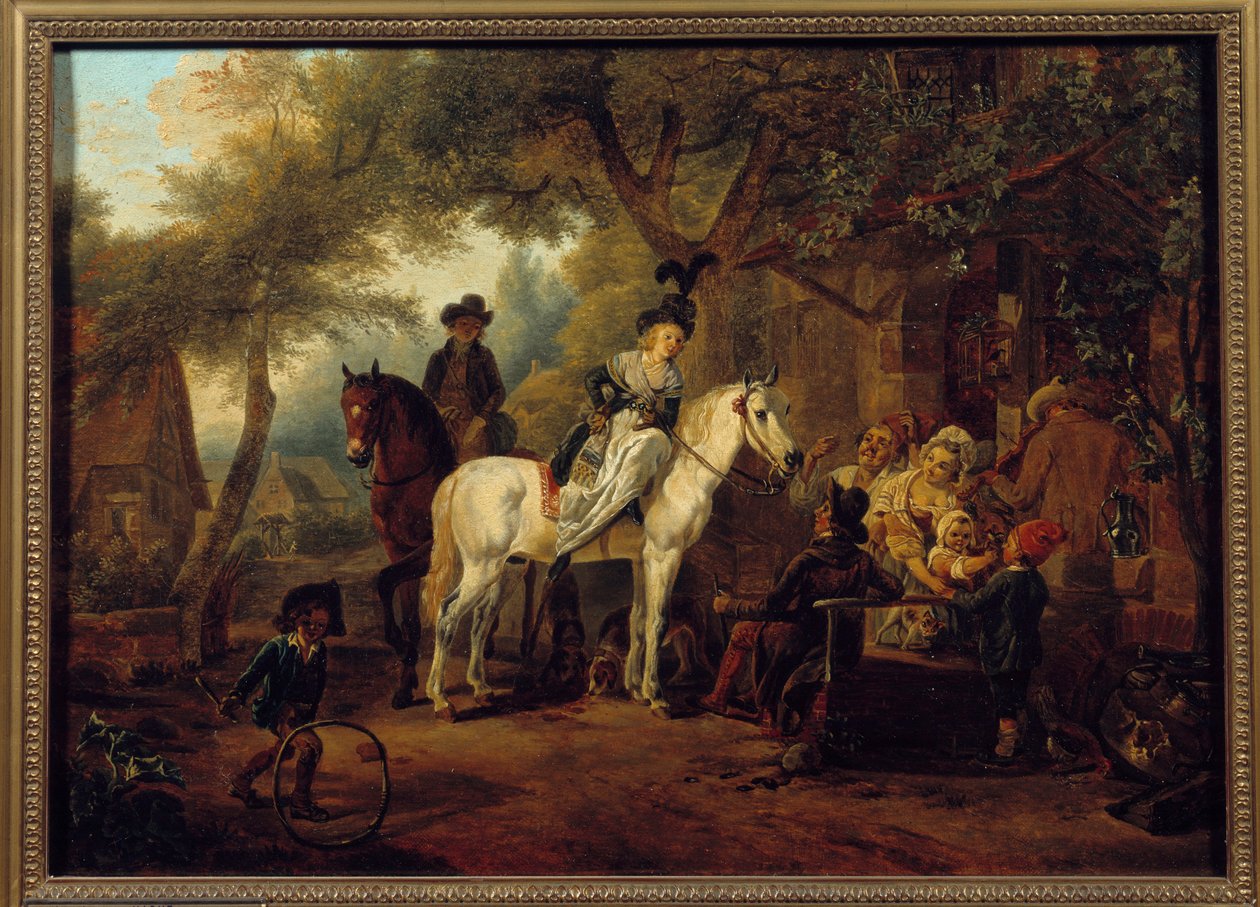 Yolcu durağı. Jean Louis Demarne (1744-1829) tarafından yapılan tablo by Jean Louis Demarne