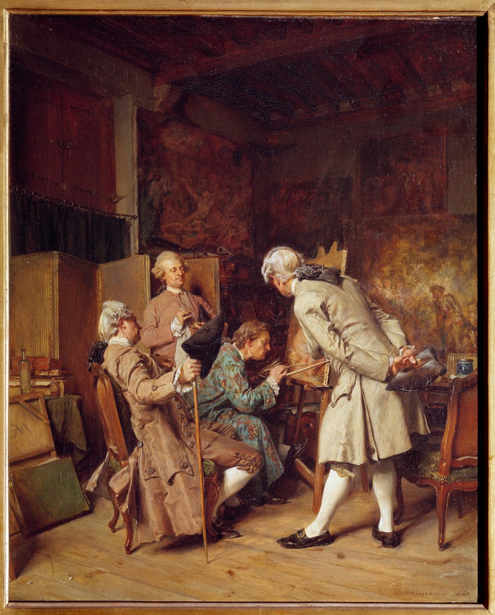 Resim severler (18. yüzyılın tadında), aynı zamanda Un peintre”” olarak da bilinen Jean-Louis-Ernest Meissonier (1815-1891). 1860 Güneş. 0,35x0,28 m Paris, Orsay Müzesi by Jean Louis Ernest Meissonier
