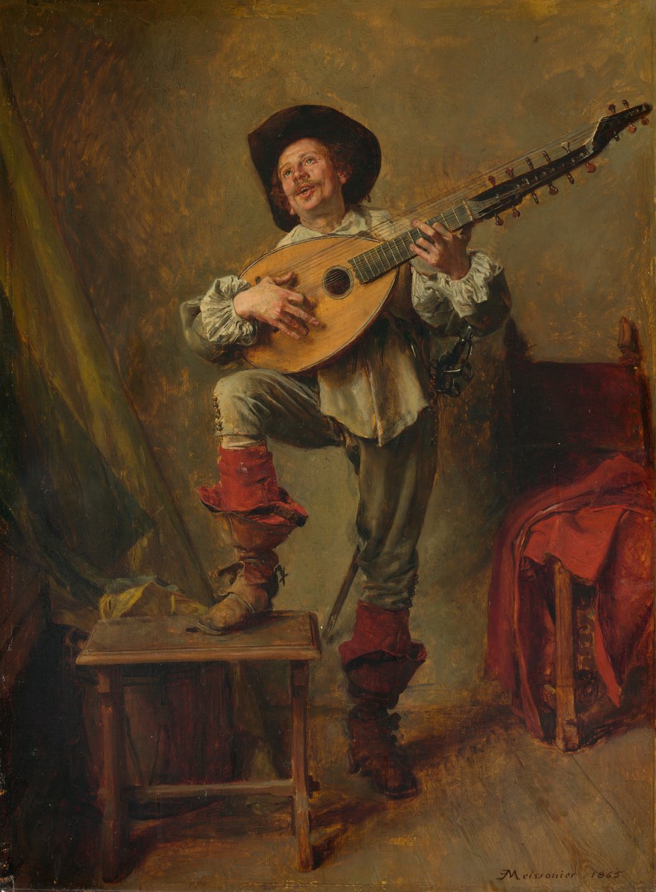 Theorbo Oynayan Asker, 1865. by Jean Louis Ernest Meissonier