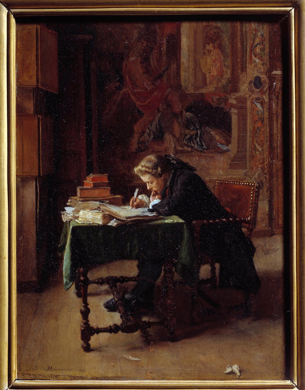 Ernest Meissonier tarafından ofisinde yazan genç adam by Jean Louis Ernest Meissonier