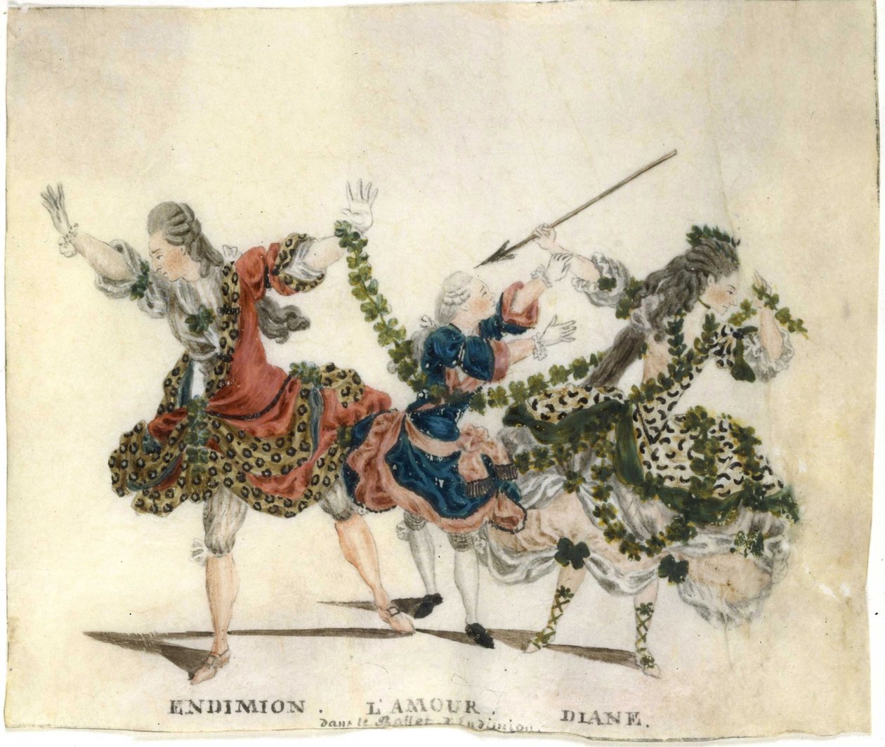 Gaetano Vestris, 1773-1778 tarafından yapılan Endymion balesi için kostüm tasarımı. by Jean Louis Fesch