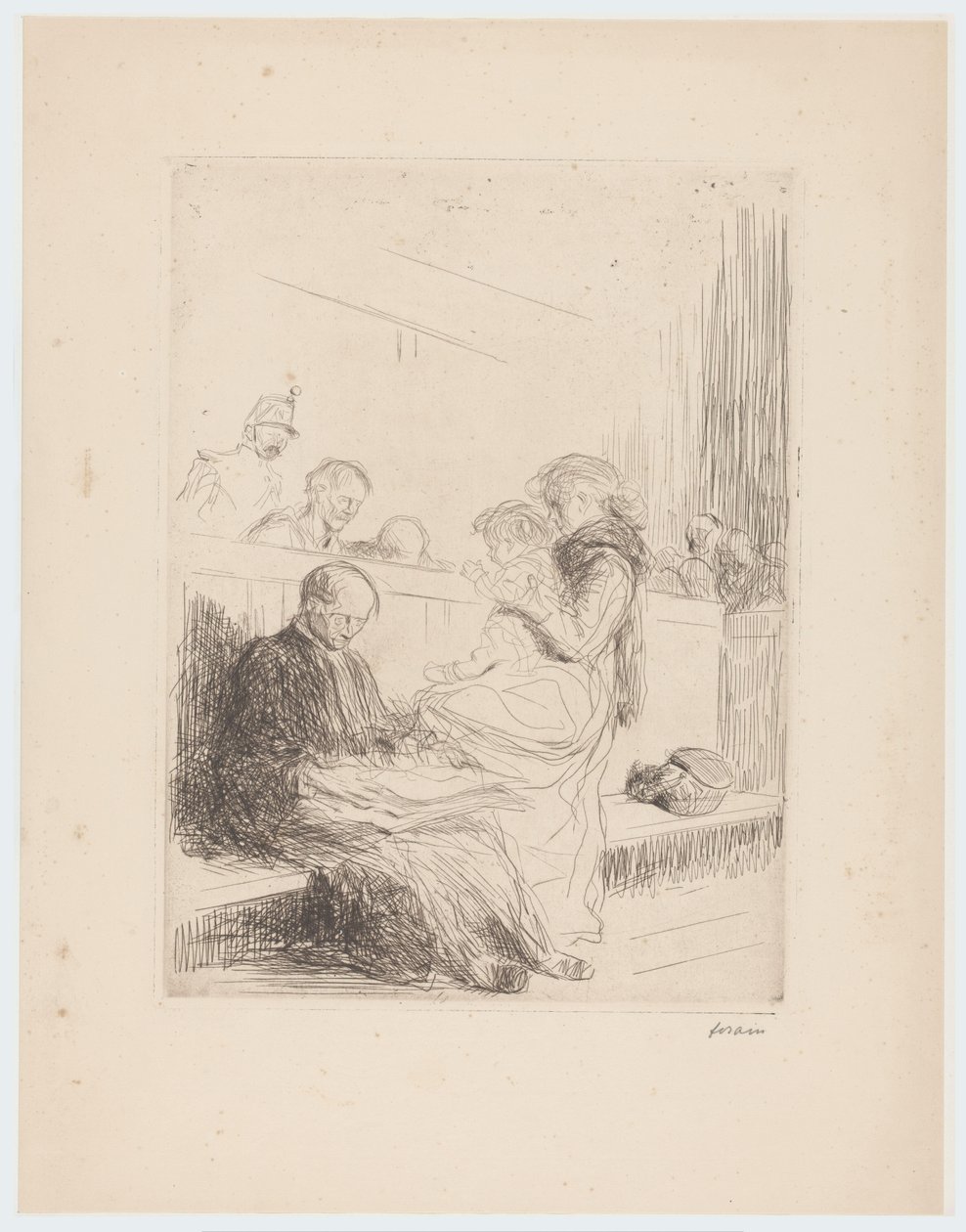 Mahkemede müvekkilleri ile avukat by Jean Louis Forain (signed by artist)