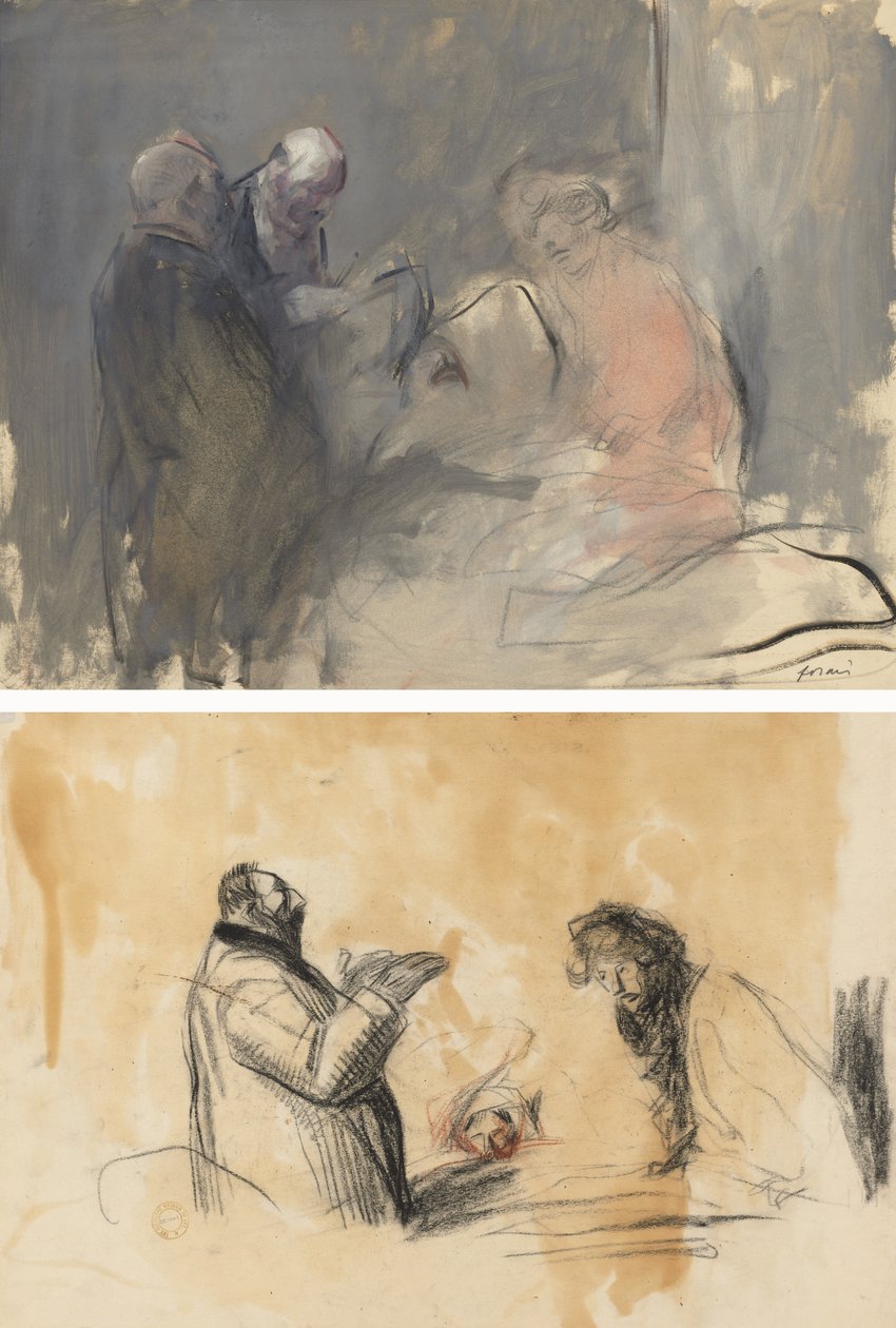 Hastanede (rekto) Hastanede için Kroki (verso) by Jean Louis Forain