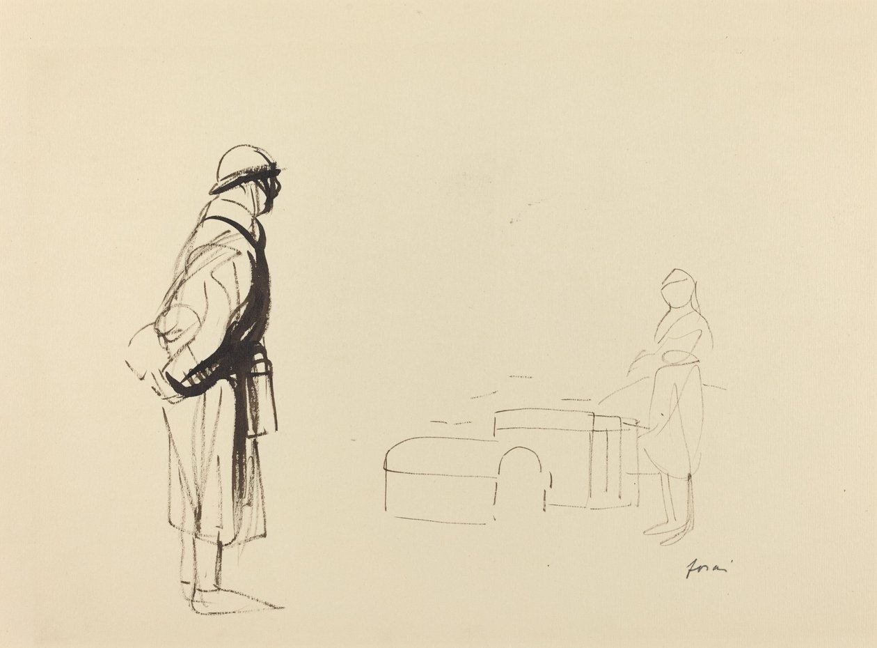 Poilu ve Hemşire, c. 19141919. by Jean Louis Forain