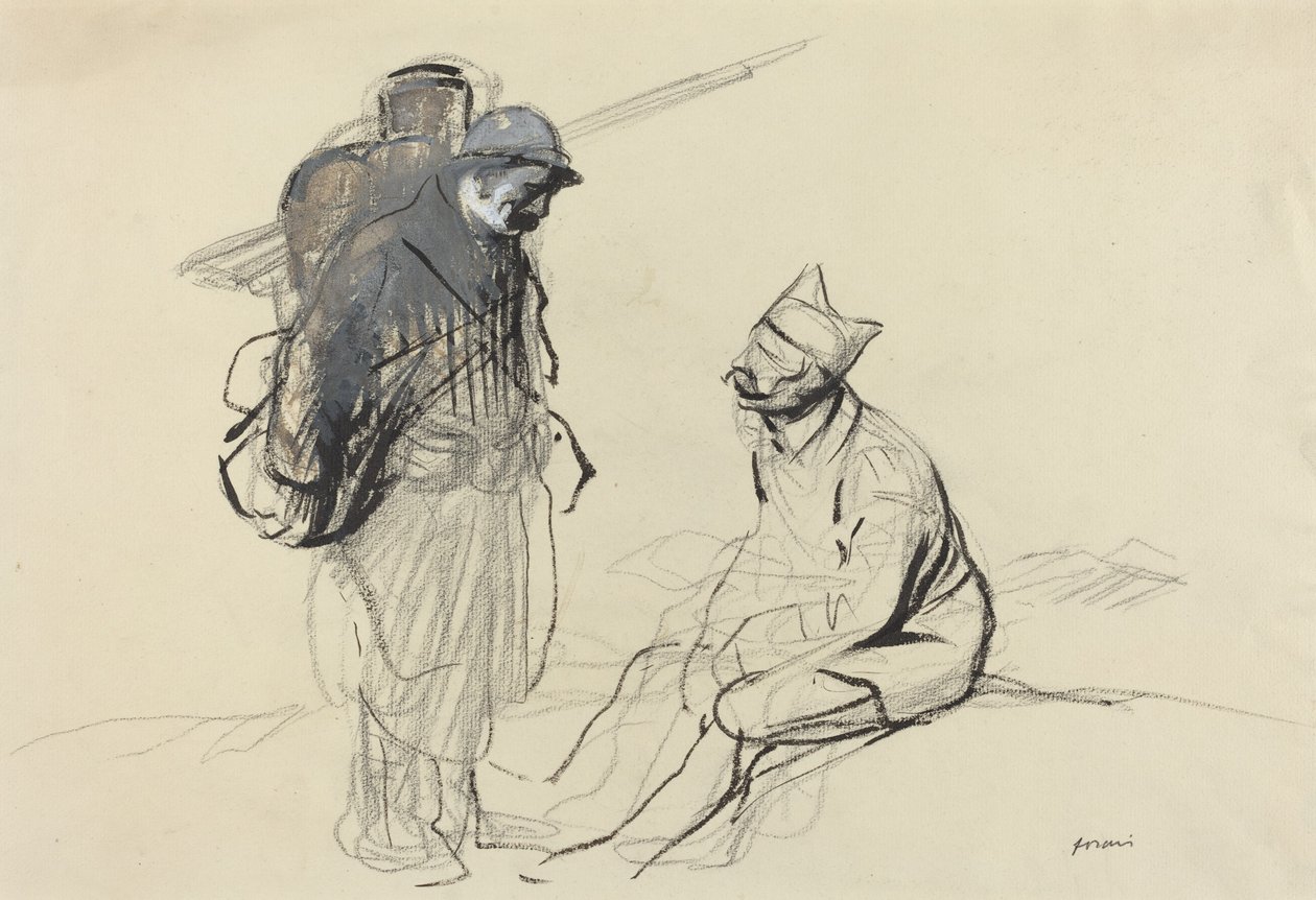Poilu ve Tommy Conversing, c. 19141919. by Jean Louis Forain