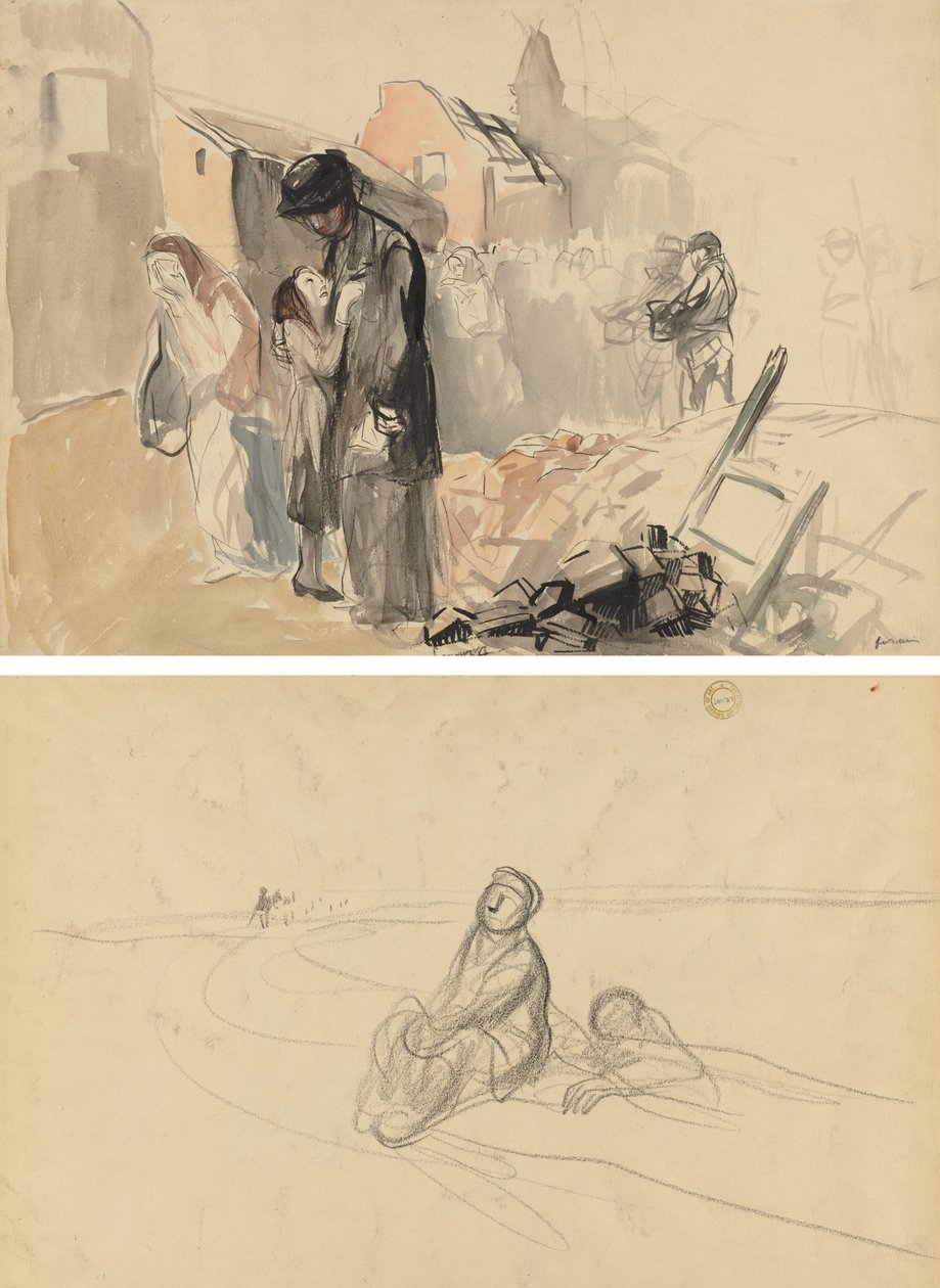 Fethedilmiş Bölge (recto) Bir Yolda İki Figür (verso) by Jean Louis Forain