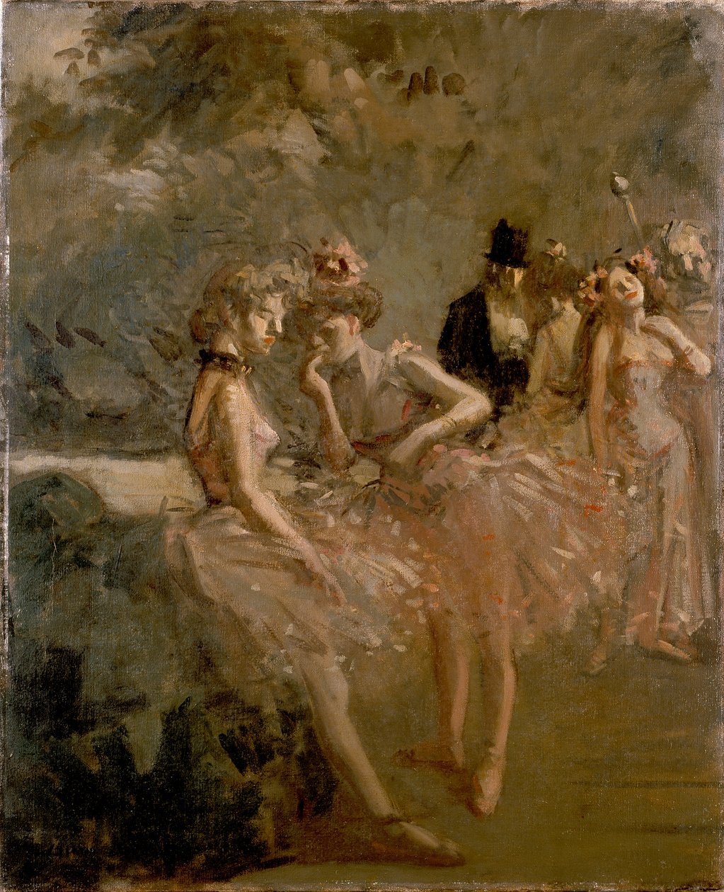 Bir Tiyatronun Kanatlarında Sahne, c1870-1900 by Jean Louis Forain