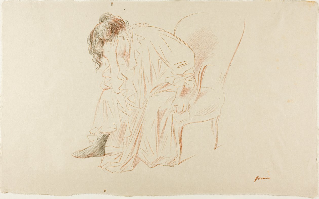 Oturan Kadın, Başı Sağ Elinde by Jean Louis Forain