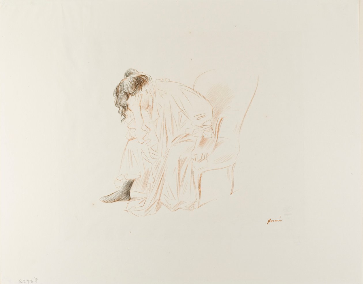 Oturan Kadın, Başı Sağ Elinde by Jean Louis Forain
