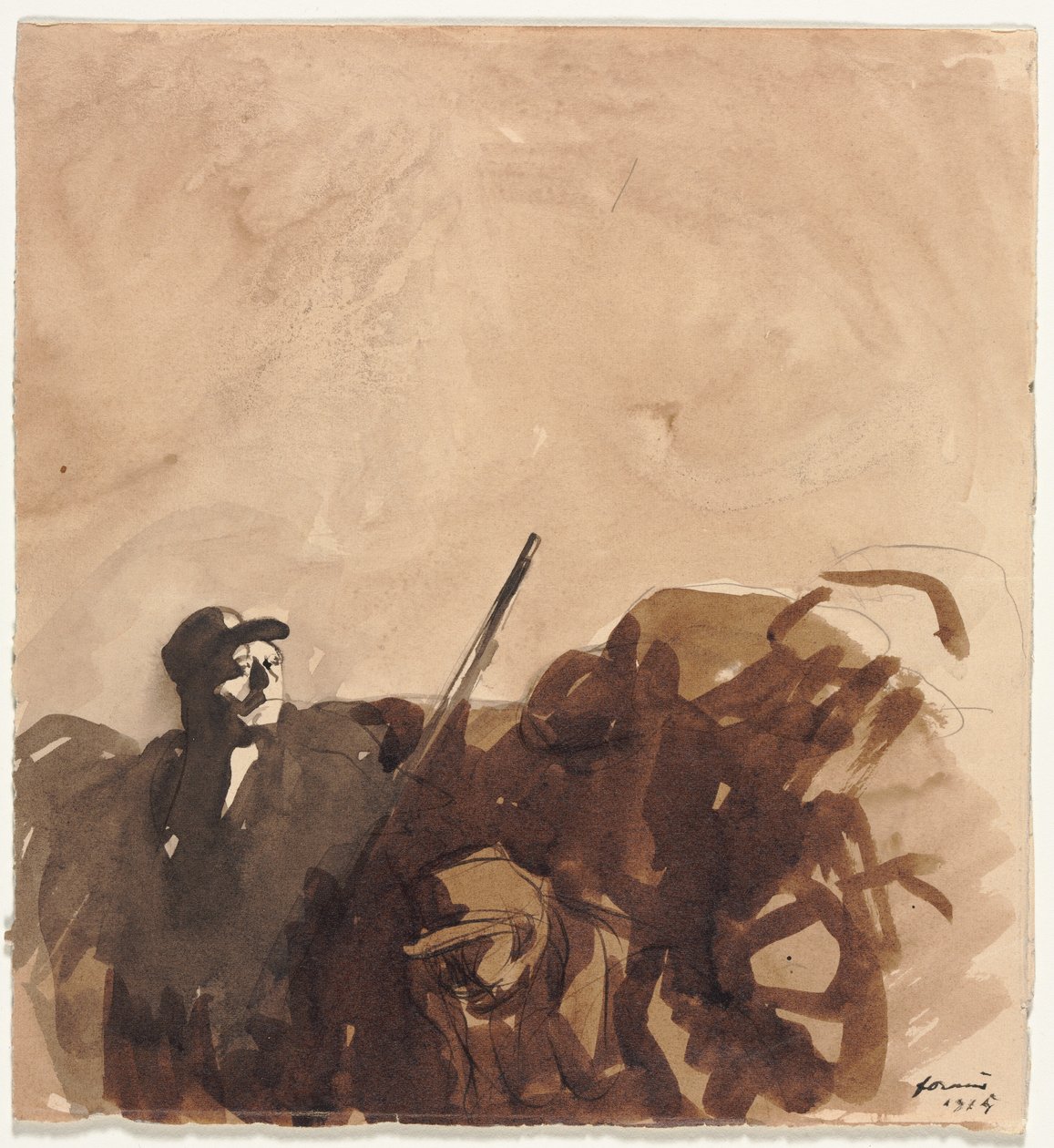 Bir Siperdeki Asker recto Reclining Woman verso, 1915. by Jean Louis Forain