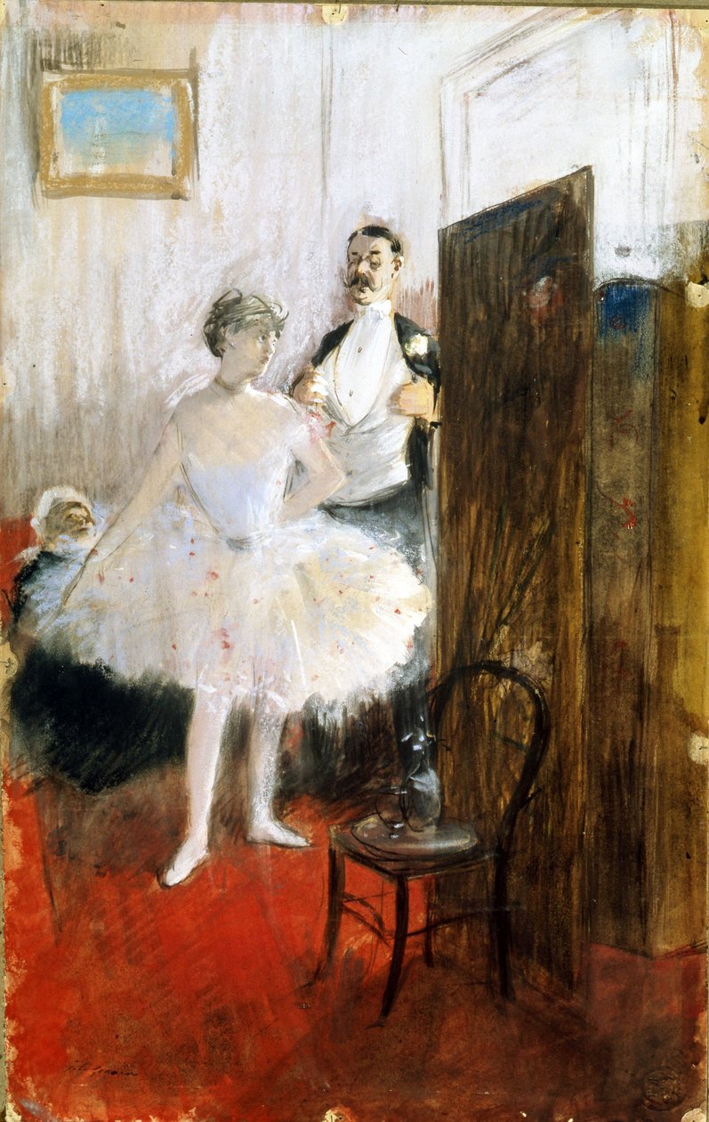 Giyinme Odası, 1890 dolayları (kağıt üzerine pastel ve guaj boya) by Jean Louis Forain