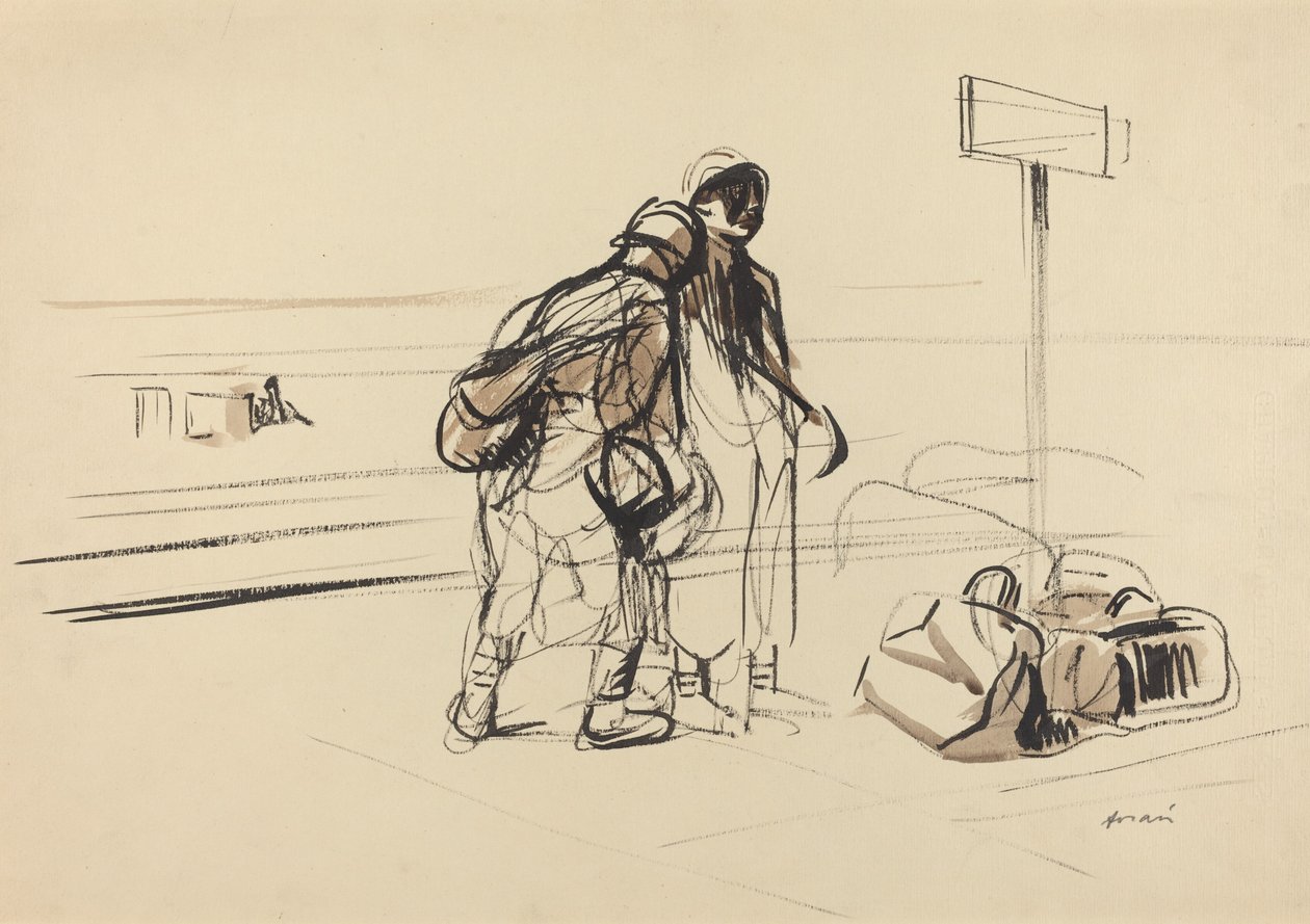 Bir İlan Panosunun Yanında İki Fransız Askeri, c. 19141919. by Jean Louis Forain