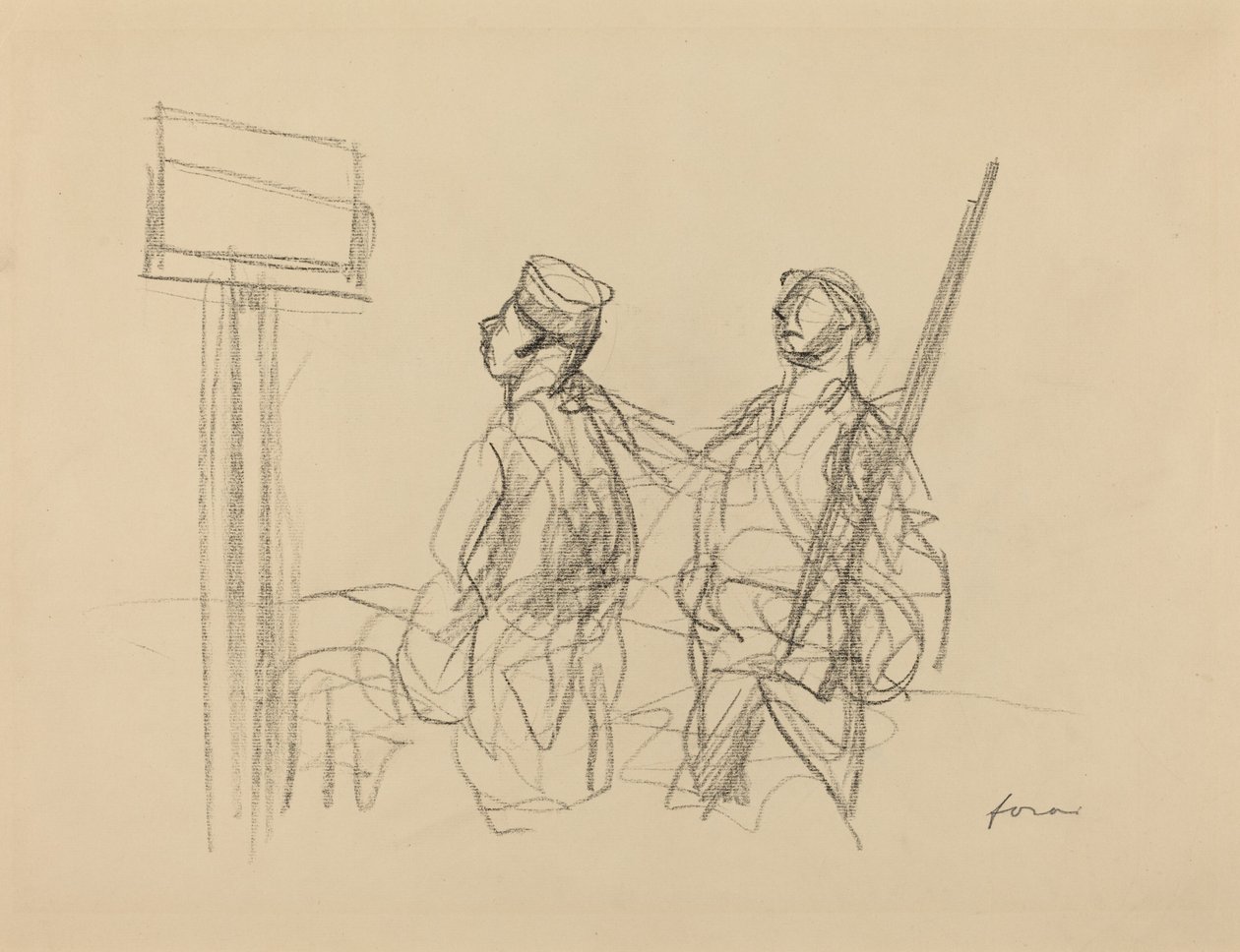 Bir Pankarta Bakan İki Asker, muhtemelen 1918. by Jean Louis Forain