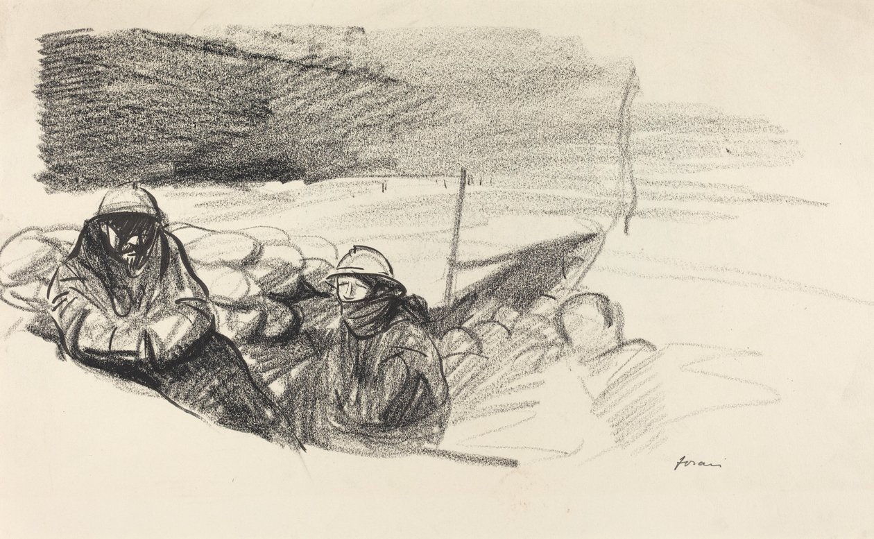 Bir Siperde İki Asker by Jean Louis Forain