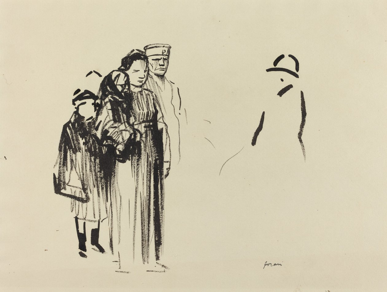Alman Askerli Kadın ve İki Çocuk, c. 19141919. by Jean Louis Forain