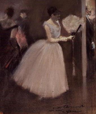 Yelpazeli Beyazlı Kadın, 1884 dolayları by Jean Louis Forain
