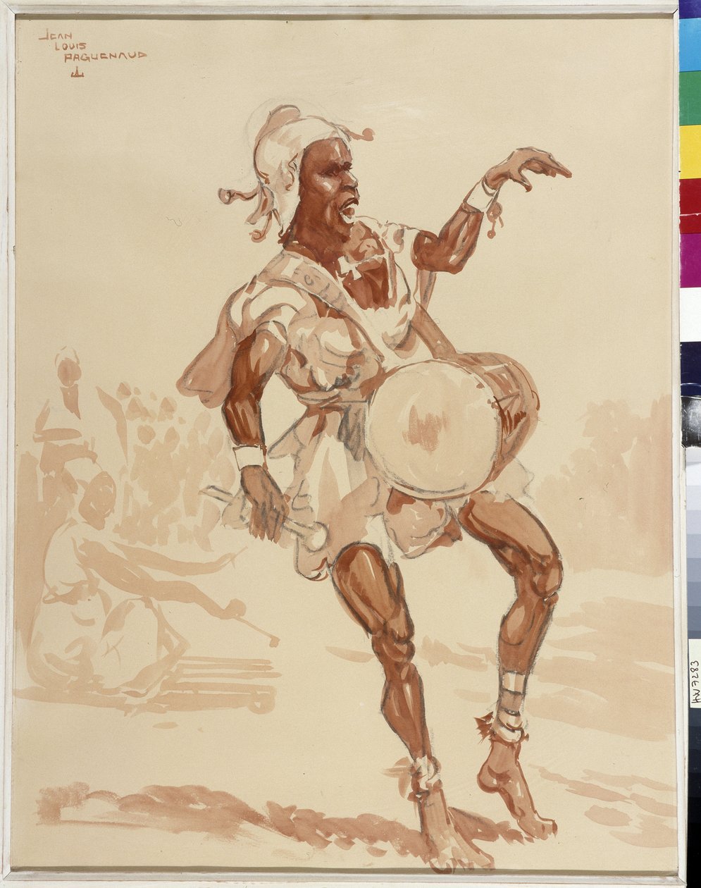 Afrikalı müzisyen (suluboya) by Jean Louis Paguenaud