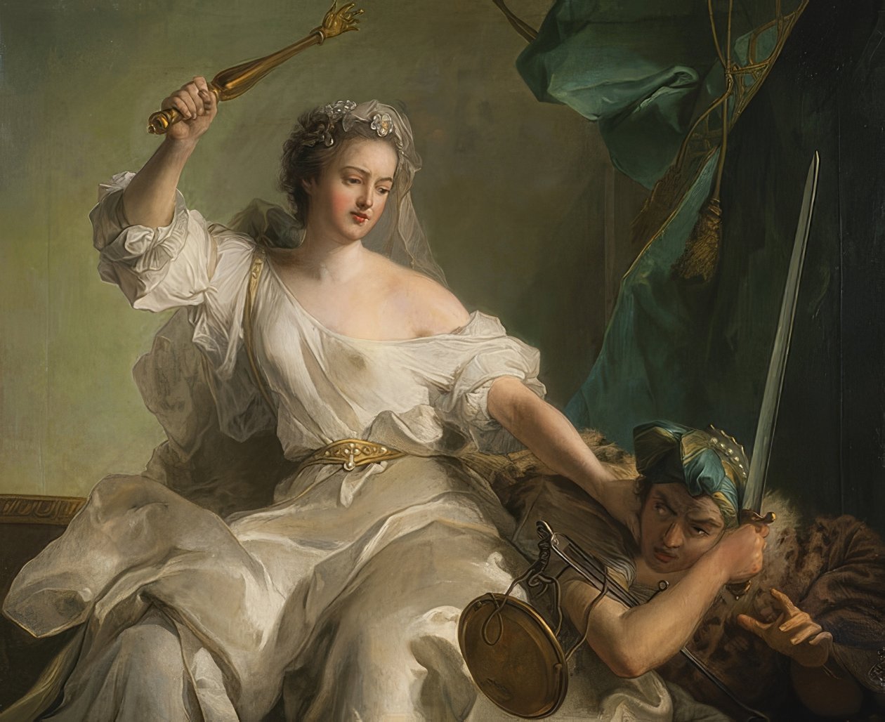 Adaletsizlikle savaşan adalet alegorisi by Jean Marc Nattier