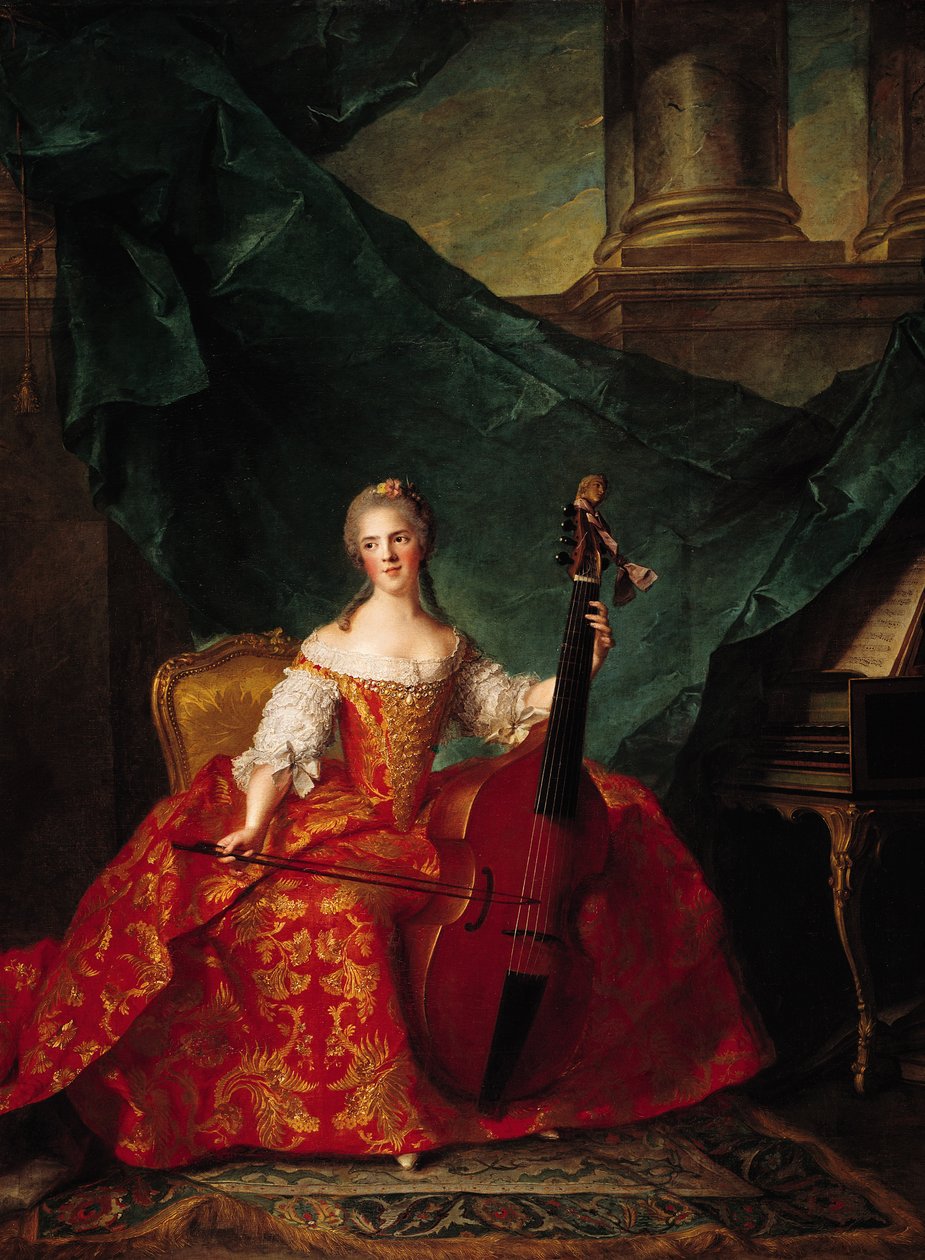 Madam Henriette de France (1727-52), Bas Keman Çalan Mahkeme Kostümü içinde, 1754 by Jean Marc Nattier