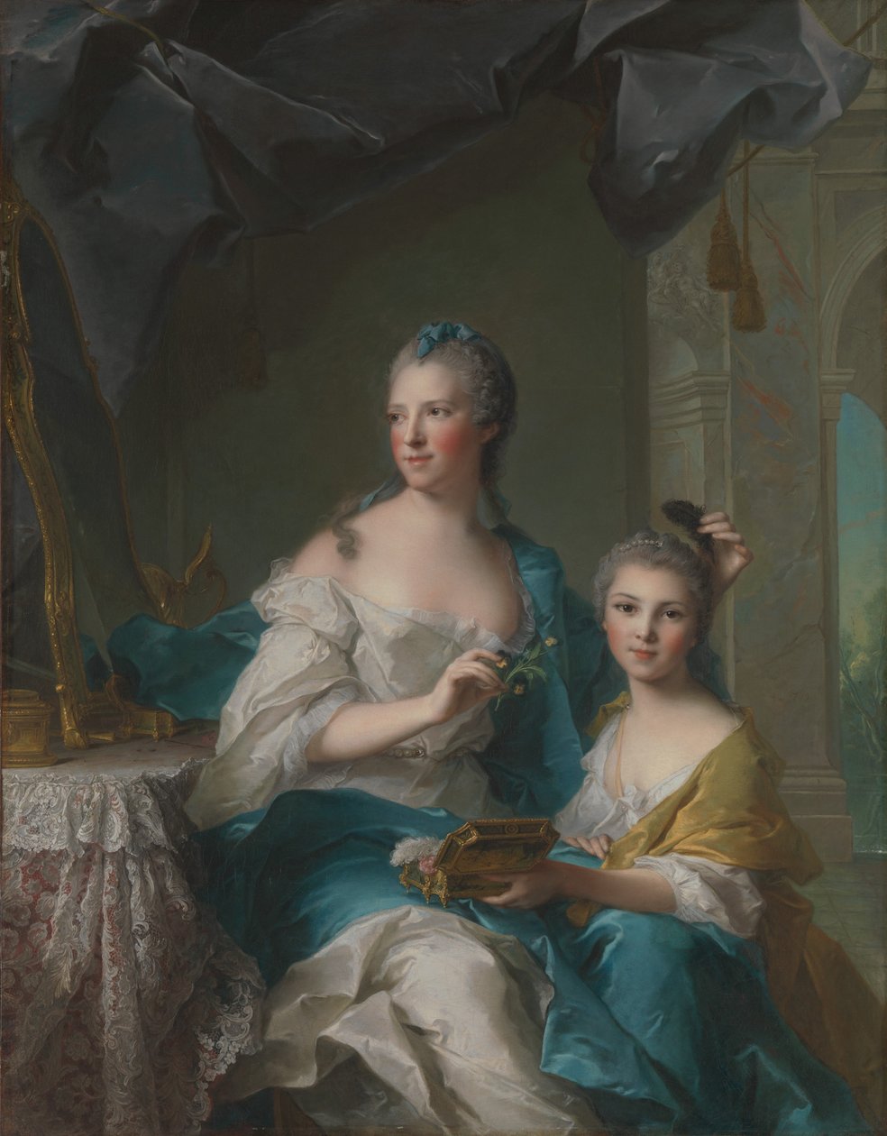 Madam Marsollier ve Kızı, 1749. by Jean Marc Nattier
