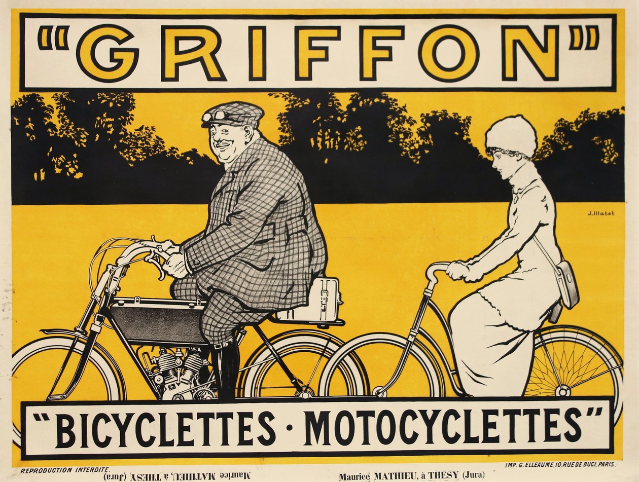 Griffon Bisiklet Motosikletleri, c. 1905. by Jean Matet