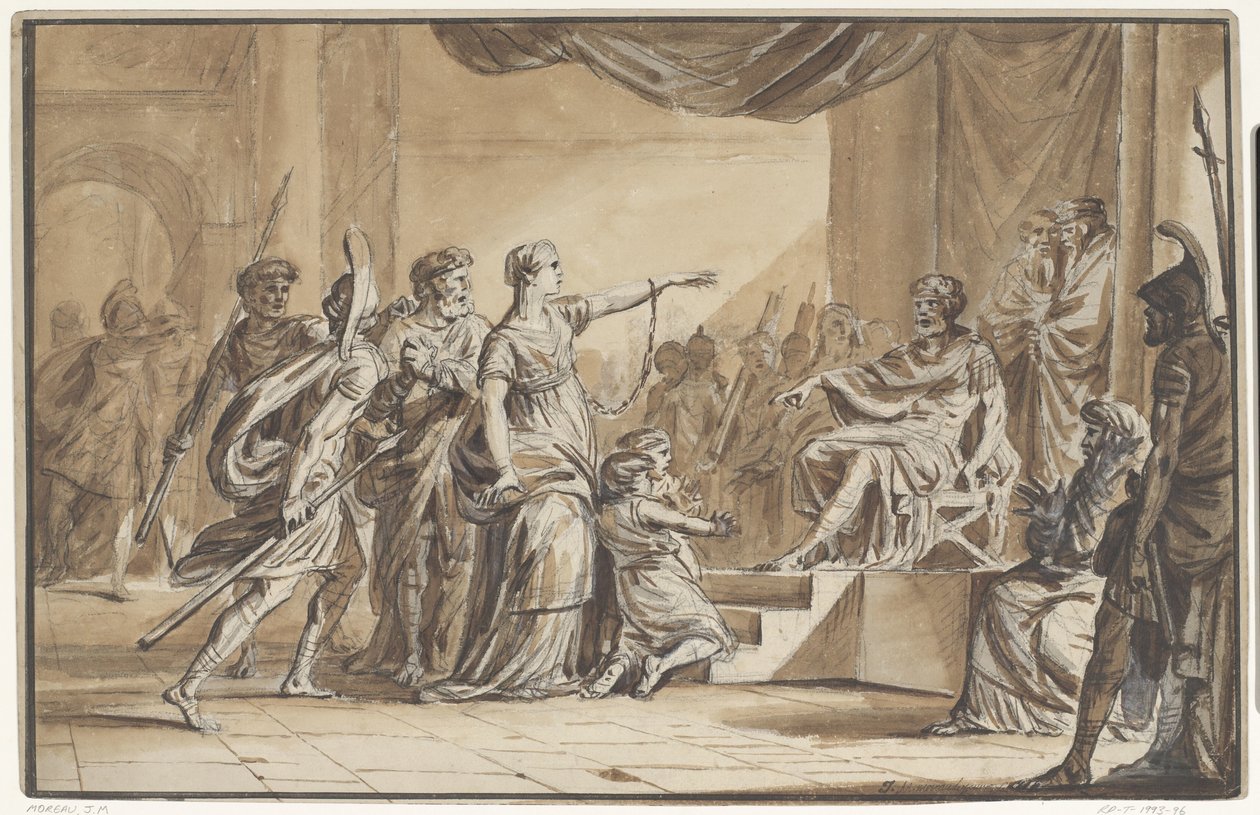 Sabinus ve Epponina, Vespasian tarafından kınandı by Jean Michel Moreau