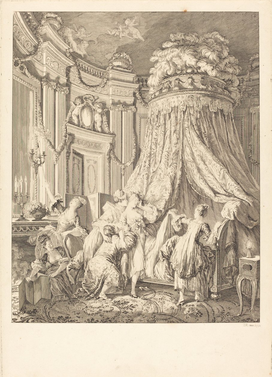 gelinin yatağı by Jean Michel Moreau after Pierre Antoine Baudouin