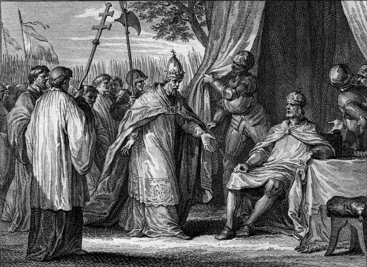 Kral ile oğulları Lothaire, Pepin ve Louis arasındaki anlaşmazlığı çözmek için Papa IV. Jean Michel Moreau
