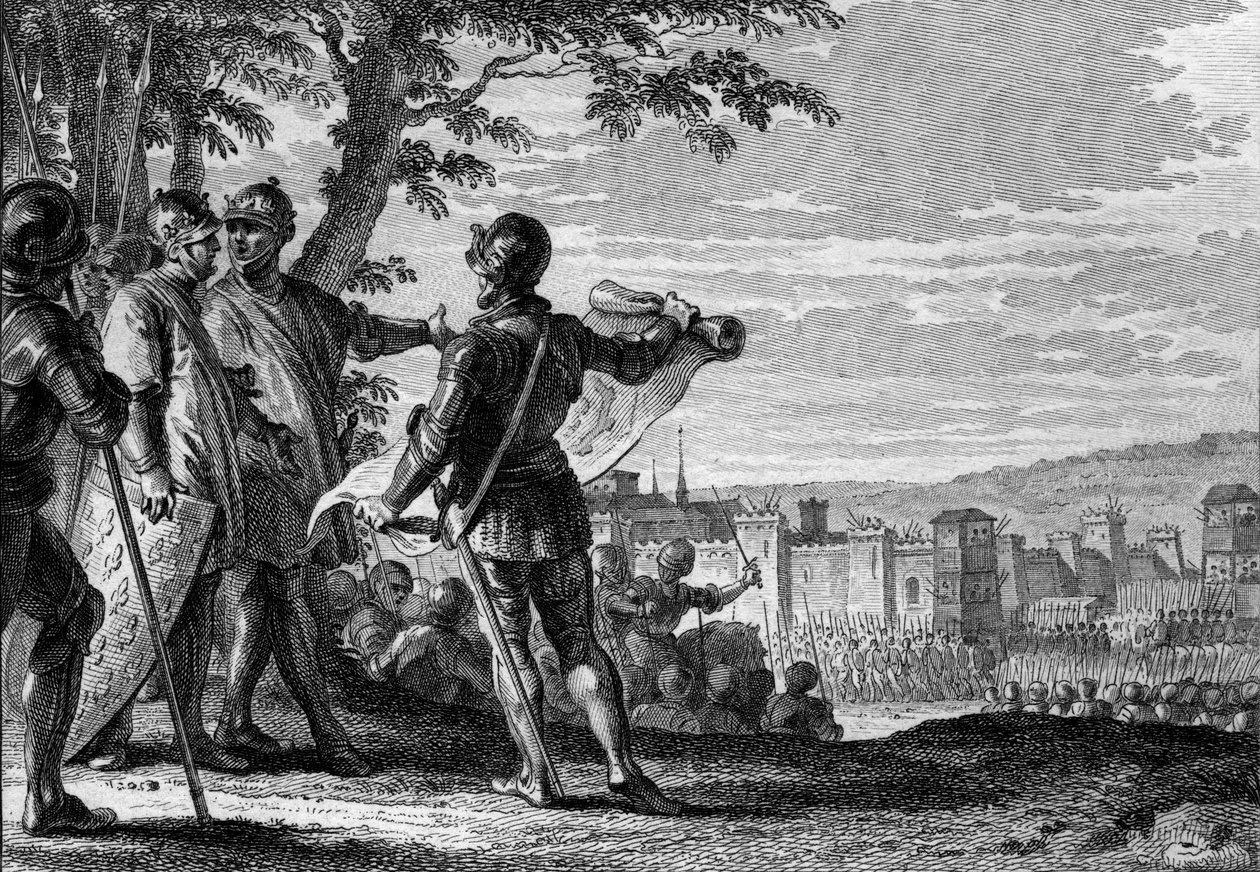 Kral Louis III (863-882) ve Carloman II (867-884) Viyana şehrini kuşatıyor, 883. Jean Michel Moreau