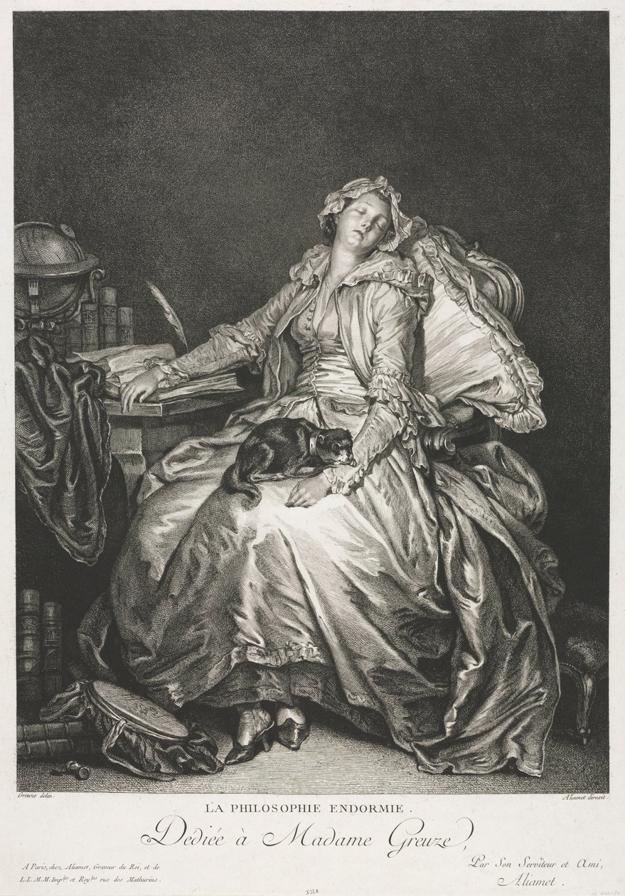 Madam Greuze Uyuyor, 1776. by Jean Michel the Younger Moreau