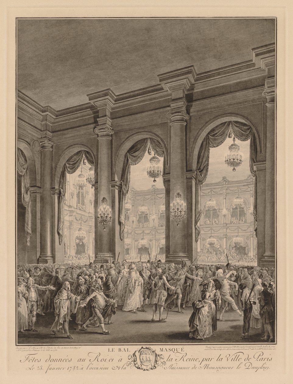 Hôtel de Ville'de Maskeli Balo, 23 Ocak 1782 by Jean Michel the Younger Moreau