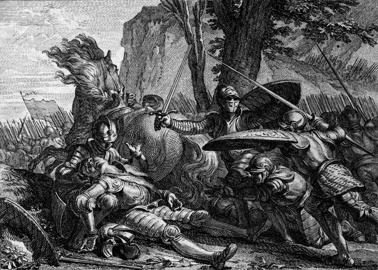 Roland, Charlemagne ve Saracens ordusu arasındaki Roncesvaux savaşında öldü. 778. Jean Michel Moreau