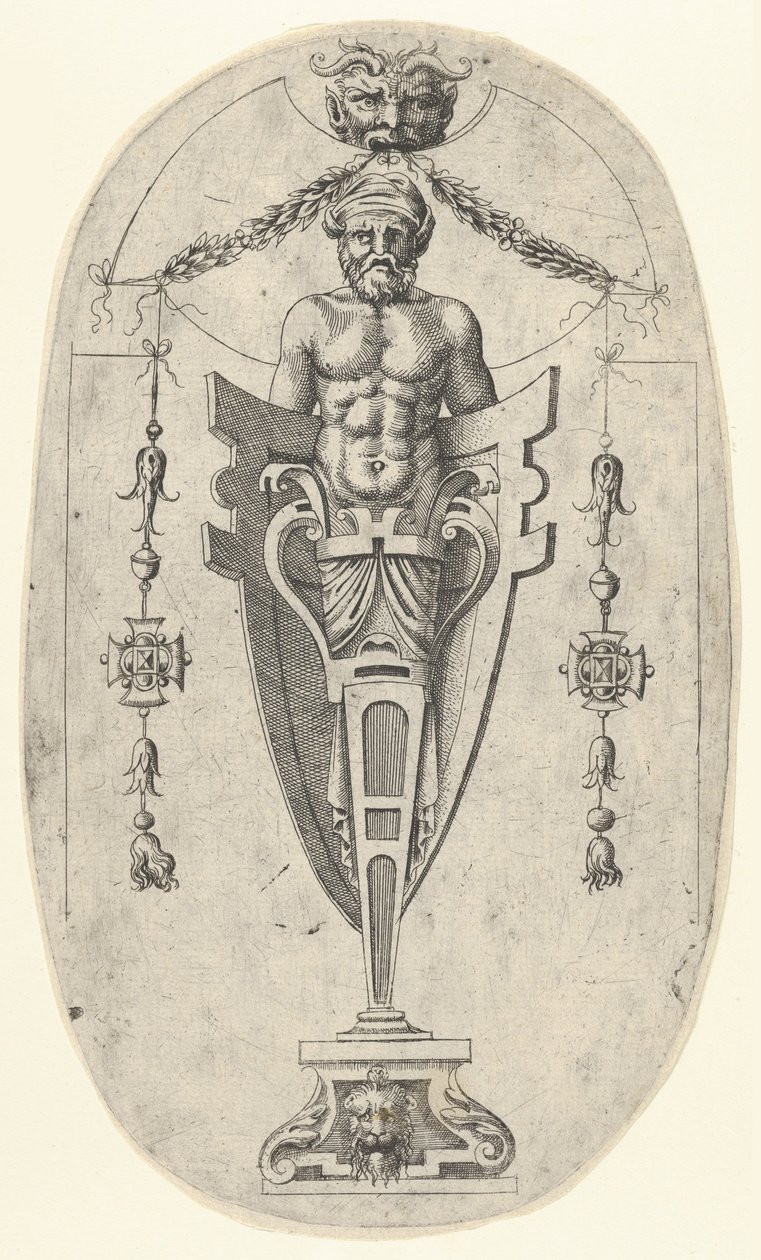 Erkek Terminal Figürü, Yarım Boy Kaide Kapalı Sakallı ve Sarıklı Gövde ..., ca. 1543. by Jean Mignon