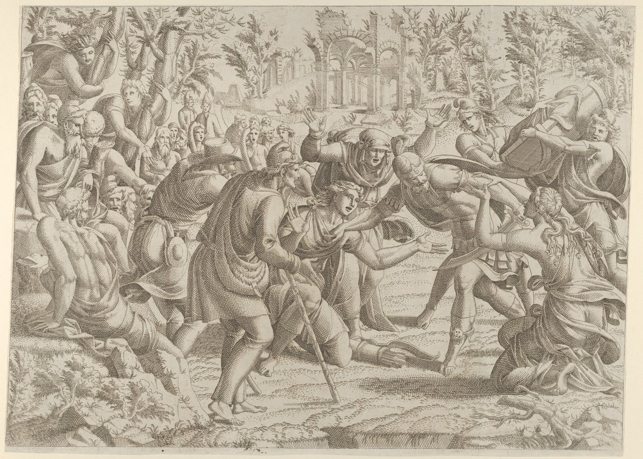 Çobanların Trajan Kampına Getirdiği Hain Sinon, 1535-55. by Jean Mignon