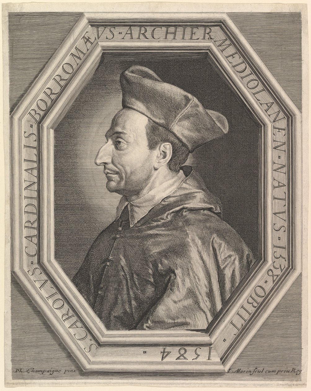 Saint Charles Borromeo, Kardinal ve Milano Başpiskoposu. by Jean Morin